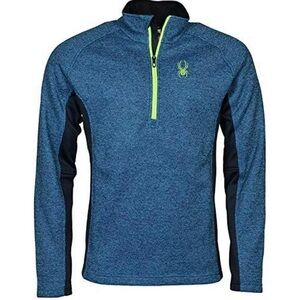 SPYDER Men's Blue and Black Performance Half-Zip Outbound Sweater Jacket